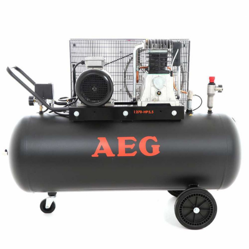 AEG-Compresseur électrique triphasé à courroie AEG B300/59T moteur 5.5 HP – 270 lt – 590 l/min-Neuf