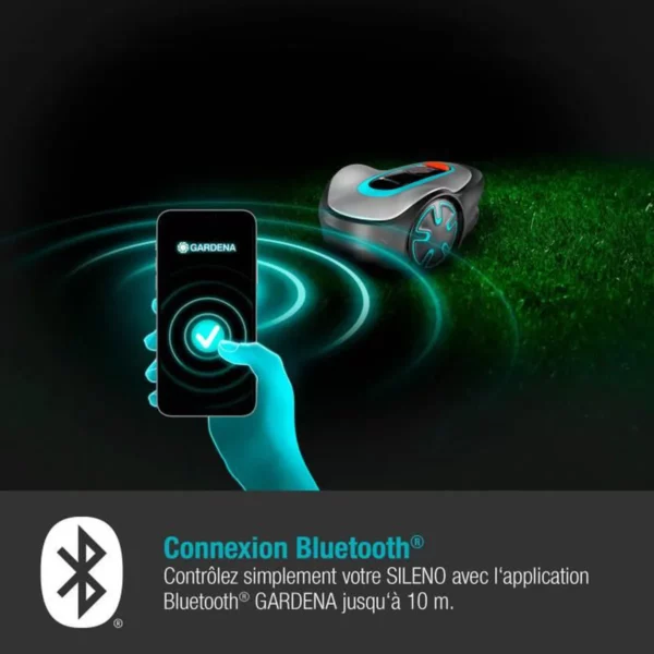 GARDENA Tondeuse robot SILENO minimo 250 – Connexion Bluetooth® – Surface tonte max 250m² – Triple lames pivotantes (15201-26) – Image 3